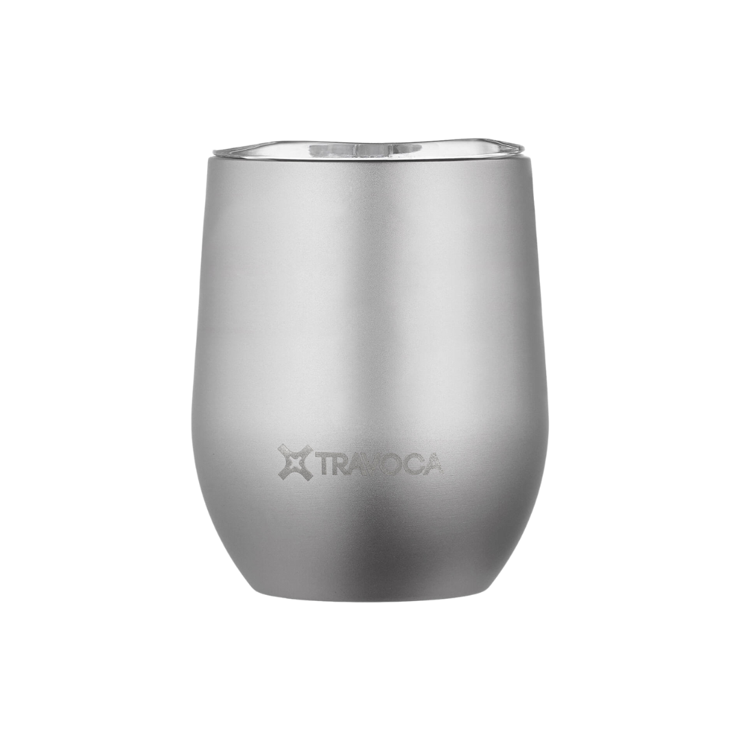 TRAVOCA Gemma double-wall titanium tumbler with BPA-free spill-proof lid, lightweight and corrosion-resistant drinkware that keeps beverages at the perfect temperature.